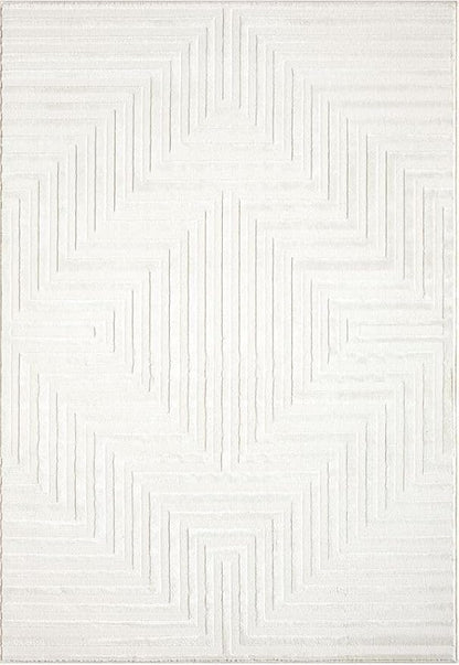 Abani Neutral Cream Area Rug 8' x 10' for Living Room, Bedroom - Tone-on-Tone Geometric Design - Durable & Easy to Clean