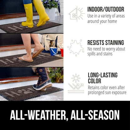 GORILLA GRIP 100% Waterproof All-Season WeatherMax Doormat, 47x35, US Designed Natural Rubber, Stain and Fade Resistant, Low Profile Indoor Outdoor Door Mats, Easy Clean Patio Mat, Espresso Home Paw