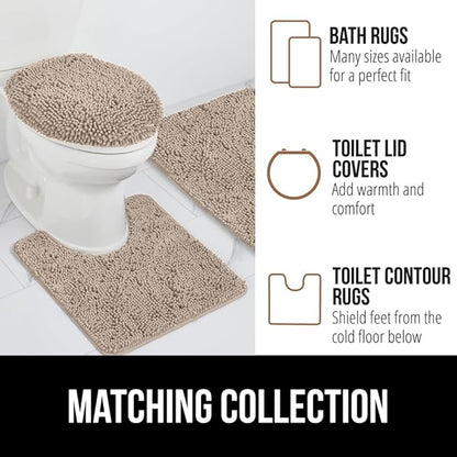 GORILLA GRIP Bath Rug Mat 44x26, Thick Absorbent Chenille, Quick Dry Microfiber Mats, Rubber Backing Washable Shower Floor Rugs, Bathmat Runner, US Designed Bathroom Home Decor Accessories Gray Beige