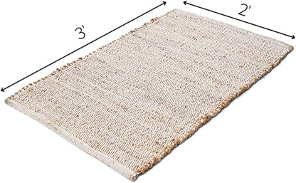 Savi Home Jute Cotton 24 x 36 Hand Woven Natural Farmhouse Area Rug for Living Room Bedroom Kitchen Hallway Entryway- Rustic Vintage Bohemian Decor