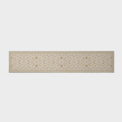 EVERGRACE Hallyway Area Runner Rugs 2x10, Boho Floral Faux Wool Indoor Outdoor Rugs, Washable Rugs for Bedroom Dining Room Living Room Kitchen, Low Pile Floor Mat Carpet for Home Decor, Natural Beige
