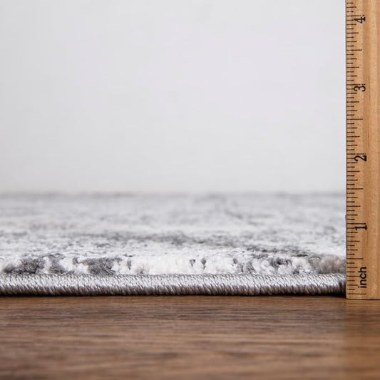 Keen Home Design Area Rugs - Non-Shedding, Thick Pile Abstract Rugs for Kitchen, Living Room, Bedroom, Dining Room, Entryway (Abstract Cream/Grey, 2'8'' x 7'7'')