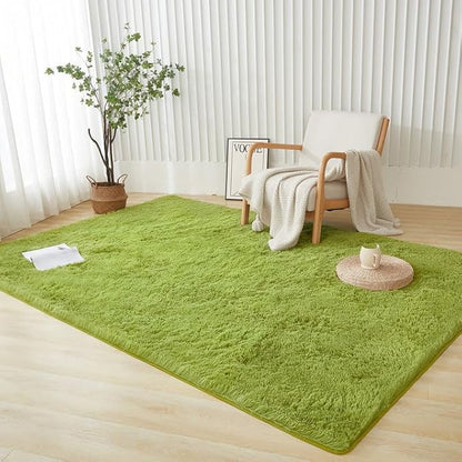 Andency 6x9 Area Rugs Olive Green,Large Shag Fluffy Soft Shaggy Rugs for Living Room Bedroom, Non-Slip Thick Plush Carpet for Kids Girls and Boys, Dorm Nursery Home Decor Aesthetic