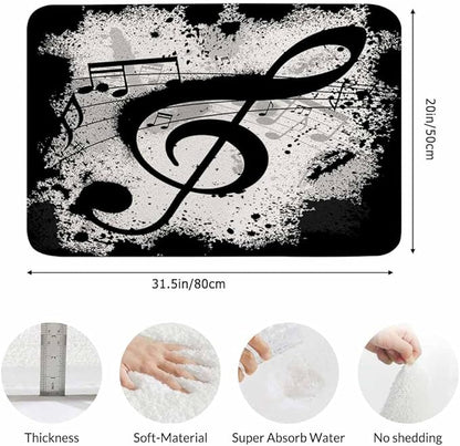 Music Notes Bath Rugs for Bathroom Durable Flannel Bath Rug Clearance Mats for Forlaundry Room and Kitchen Decor Carpt Washable 20 X 32 Inch Mat