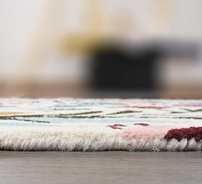 Hand-Tufted Floral Area Rug - Colorful Garden Design with Beautiful Flower Patterns - Modern Style Premium Carpet for Living Room & Bedroom or Kitchen (2.6'x8')