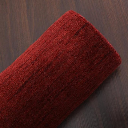 Hand Knotted Loom Wool ECO-Friendly Area Rugs - 2'6''x10', Runner, Red Color, Solid Plain Design, High Pile Thick Handmade Anti Skid Area Rugs for Living Room, Bed Room (L00111)