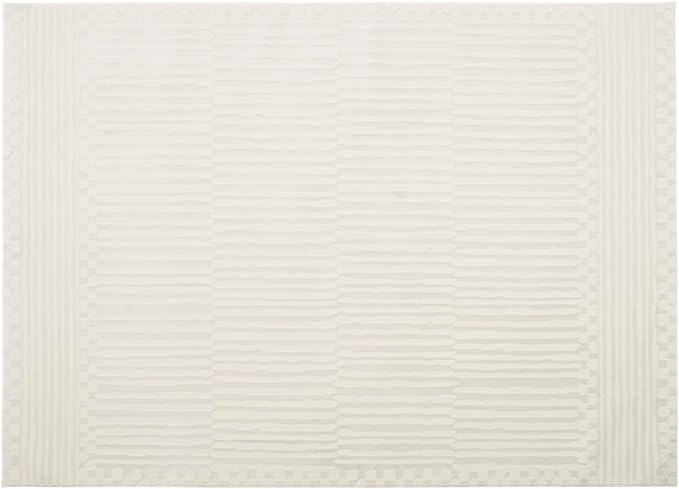 Revival Rugs Soloba 6'7"x9' Washable Area Rug for Living Room Bedroom - 100% Recycled Oeko-TEX Certified, Medium Pile, Beige, Cream