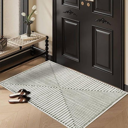 GLN Rugs Contemporary Collection - Machine Washable Area Rug, Contemporary Washable, Non Slip, Low Pile Chenille Rug, Living Room, Bedroom, Kitchen Rug (2' x 3' Green Beige)