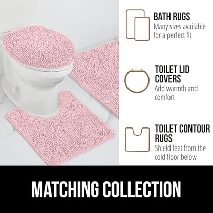 GORILLA GRIP Bath Rug Mat 36x24, Soft Absorbent Chenille, Quick Dry Microfiber Mats, Rubber Backing Washable Shower Floor Rugs, Bathmat Runner, US Designed Bathroom Home Decor Accessories Light Pink