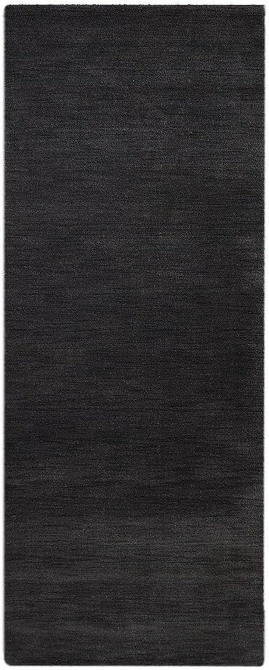 Hand Knotted Loom Wool ECO-Friendly Area Rugs - 2'6''x12', Runner, Charcoal Color, Solid Plain Design, High Pile Handmade Anti Skid Area Rugs for Living Room, Bed Room (L00111)