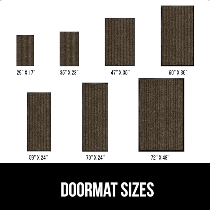 GORILLA GRIP Waterproof Traffic Guard Door Mat, 72x48, Heavy Duty Entryway Mats, Strong Rubber Back Commercial Utility Rugs for Office Hallway, Garage Floor and Home, Low Profile Carpet Runner, Brown