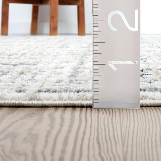 Abani Grey Area Rug for Living Room, Bedroom - Crosshatch Pattern - Durable & Easy to Clean (9' x 12')