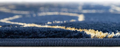 Marilyn Monroe Glam Collection Area Rug - Trellis (7' 10" Square, Navy Blue Gold/ Gold)