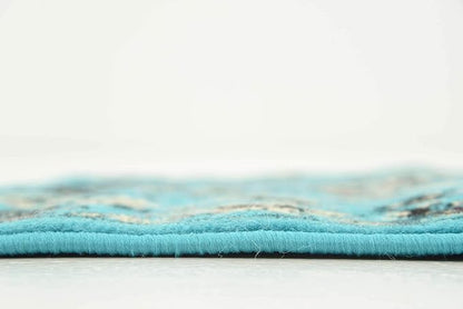 Unique Loom Sialk Hill Collection Area Rug - Washington (2' 2" x 8' 2" Runner Turquoise/Black)