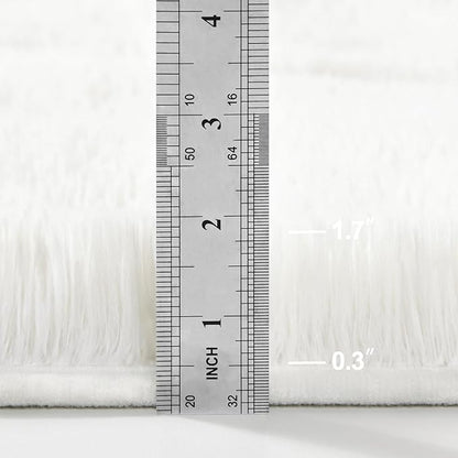 Shag Area Rug, 4 X 6 Plush Fuzzy Rugs for Living Room, Ultra Soft Fluffy Furry Rug for Bedroom, Indoor Carpet Nursery Rugs for Kids Room Home Decor, White