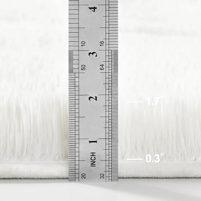 Large Shag Area Rugs 9 x 12, Plush Fuzzy Rugs for Living Room, Ultra Soft Fluffy Furry Rug for Bedroom, Indoor Carpet Nursery Rugs for Kids Room Home Decor, Cream White