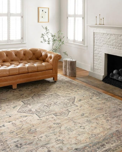 Loloi Hathaway Collection HTH-07 Multi/Ivory 5'-0" x 7'-6", .25" Thick Area Rug, Soft, Durable, Printed, Modern, Low Pile, Non-Shedding, Easy Clean, Living Room Rug