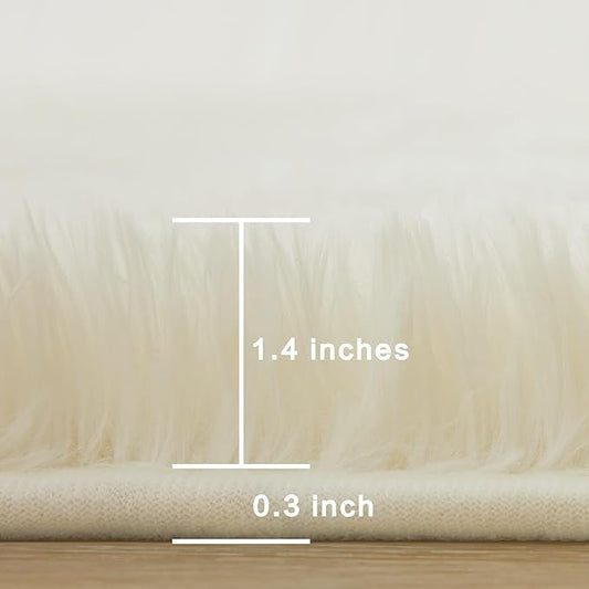 Andency Cream Soft Area Rugs for Living Room Bedroom, 3x5 Non-Slip Fluffy Shag Carpet, Indoor Floor Fuzzy Shaggy Living Room Plush Rug for Kids Dorm Nursery Home Decor Aesthetic
