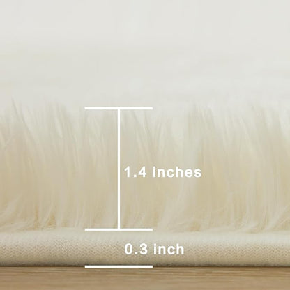 Andency 6x9 Area Rugs Cream,Large Shag Fluffy Soft Shaggy Rugs for Living Room Bedroom, Non-Slip Thick Plush Carpet for Kids Girls and Boys, Dorm Nursery Home Decor Aesthetic