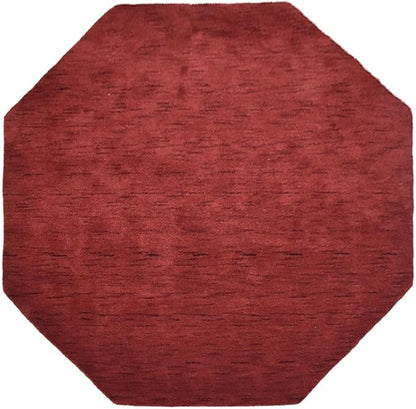 Hand Knotted Loom Wool ECO-Friendly Area Rugs - 8'x8', Octagon, Red Color, Solid Plain Design, High Pile Thick Handmade Anti Skid Area Rugs for Living Room, Bed Room (L00111)