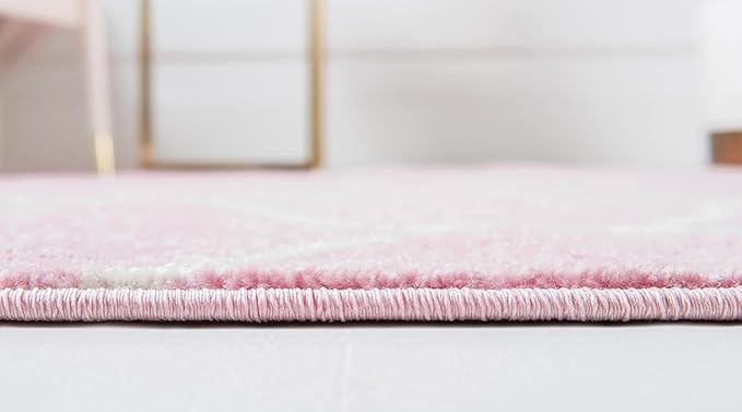 Rugs.com Lattice Frieze Collection Rug – 8' Square Light Pink Medium Rug Perfect for Living Rooms, Kitchens, Entryways