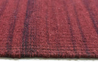 Rugsotic Carpets Hand Woven Flat Weave Kilim Wool ECO-Friendly Area Rugs - 6'x6', Square Shape, Dark Red Color, Solid Plain Design, Low Pile Handmade Area Rugs for Living Room, Bed Room (D00111)