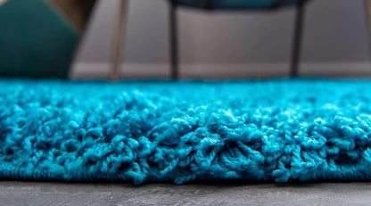 Unique Loom Solid Shag Collection Area Rug (8' Round, Turquoise)