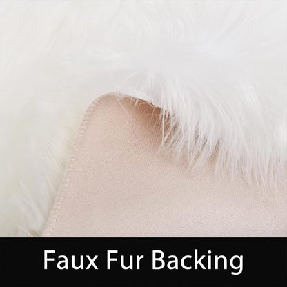 Latepis White Round Rug 5ft Faux Fur Sheepskin Circle Rug for Living Room Fluffy Washable Rug for Bedroom Teen Room Dorm Cute Room Décor