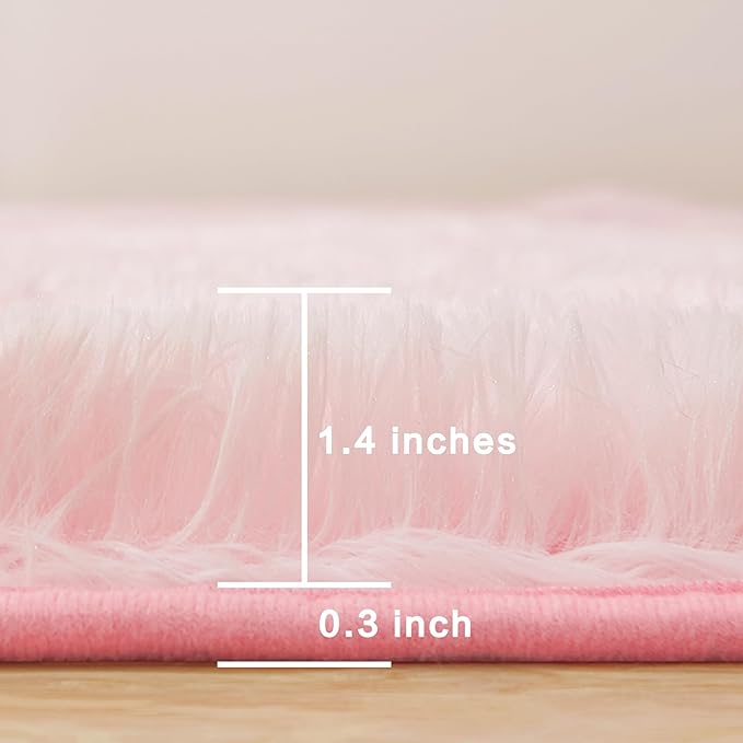 Andency 6x9 Area Rugs Pink,Large Shag Fluffy Soft Shaggy Rugs for Living Room Bedroom, Non-Slip Thick Plush Carpet for Kids Girls and Boys, Dorm Nursery Home Decor Aesthetic