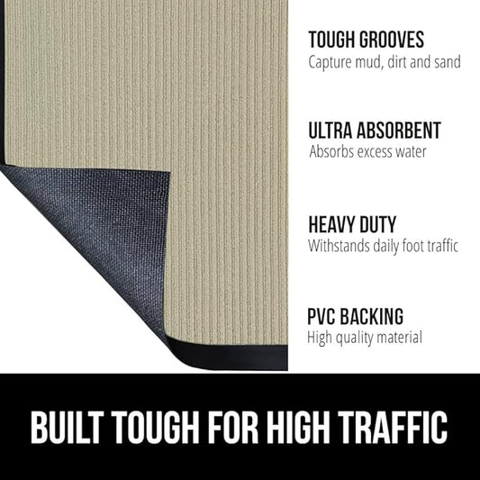 GORILLA GRIP Waterproof Traffic Guard Door Mat, 72x48, Heavy Duty Entryway Mats, Strong Rubber Back Commercial Utility Rugs for Office Hallway, Garage Floor and Home, Low Profile Carpet Runner, Beige