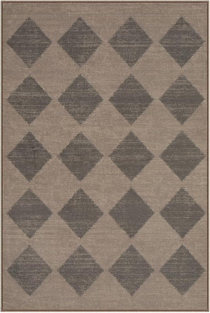 Lahome Checkered Washable 2x3 Brown Kitchen Rugs Non Slip, Small Printed Indoor Door Mat for Entryway, Moroccan Trellis Ultra-Thin Throw Carpet for Bedroom Laundry Entrance Decor (2'x3',Brown)