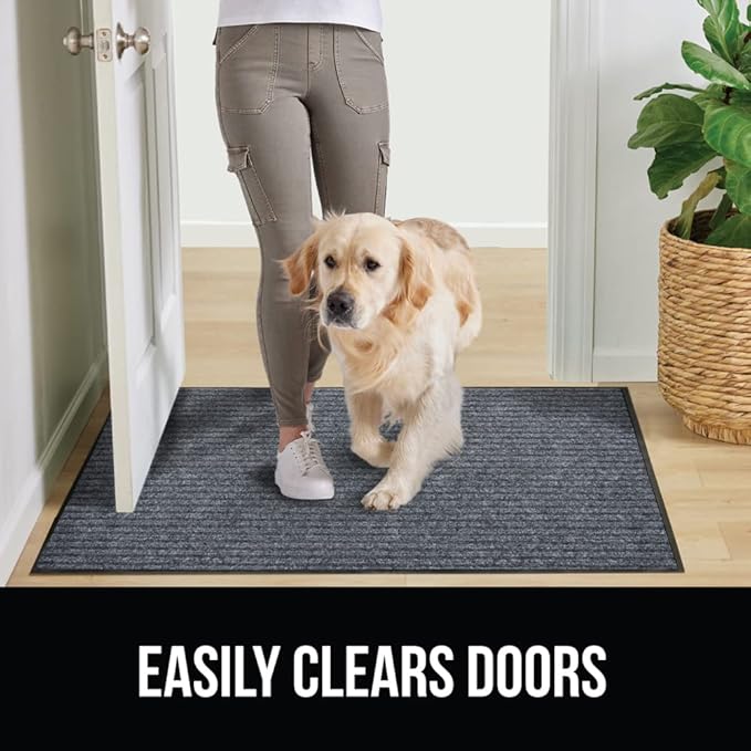 GORILLA GRIP Waterproof Traffic Guard Door Mat, 72x48, Heavy Duty Entryway Mats, Strong Rubber Back Commercial Utility Rugs for Office Hallway, Garage Floor and Home, Low Profile Carpet, Charcoal Gray