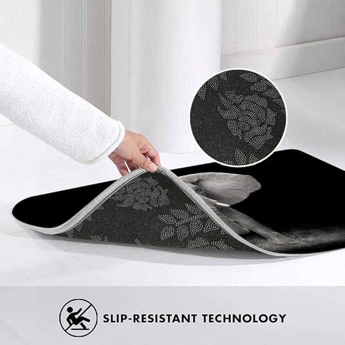 Elephant Bath Rugs Microfiber Bathroom Mat Soft Plush Shaggy Shower Mat for Bathroom Fluffy Comfortable Water Absorbent Carpet Non-Slip Machine Washable 20"X30"
