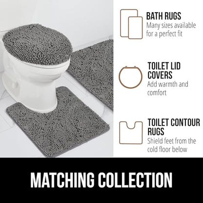 GORILLA GRIP Bath Rug Mat 36x24, Thick Soft Absorbent Chenille, Quick Dry Microfiber Mats, Rubber Backing Washable Shower Floor Rugs, Bathmat Runner, US Designed Bathroom Home Decor Accessories Grey