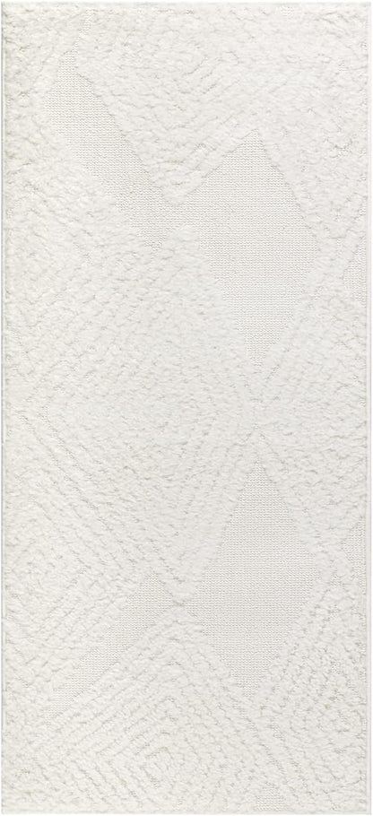 Antep Rugs Palafito 2x4 Geometric Shag Diamond High-Low Pile Textured Indoor Area Rug (White, 2' x 4')