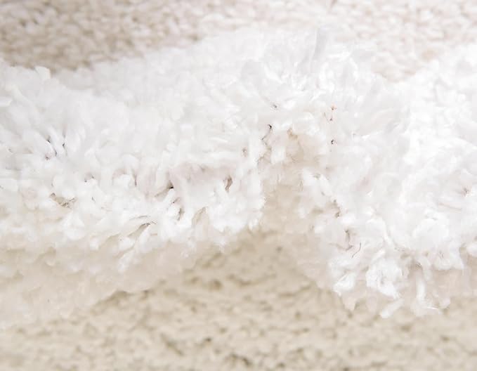 Unique Loom Davos Shag Collection Area Rug - Solid (2' 7" x 20' Runner, White/ Ivory)