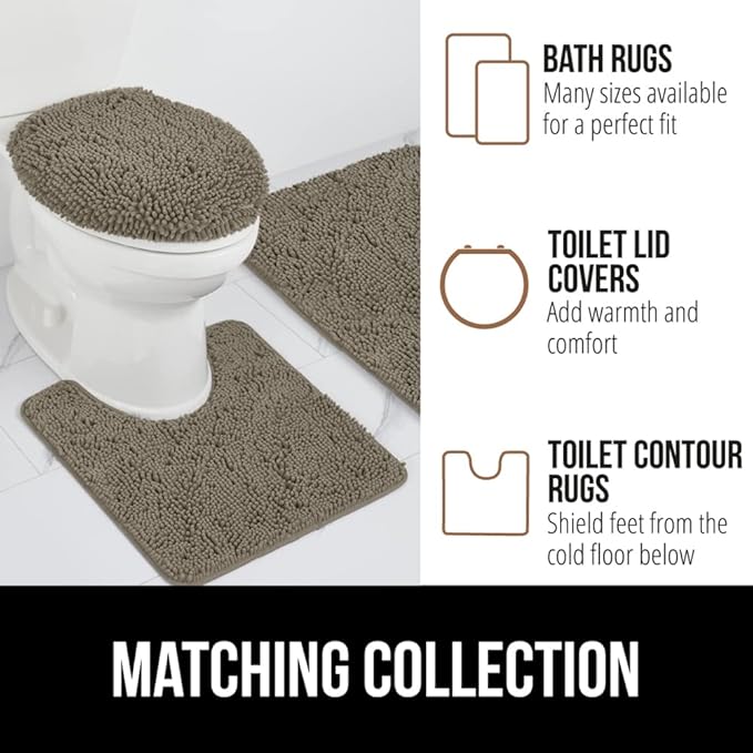 GORILLA GRIP Bath Rug Mat 44x26, Thick Soft Absorbent Chenille, Quick Dry Microfiber Mats, Rubber Backing Washable Shower Floor Rugs, Bathmat Runner, US Designed Bathroom Home Decor Accessories Latte