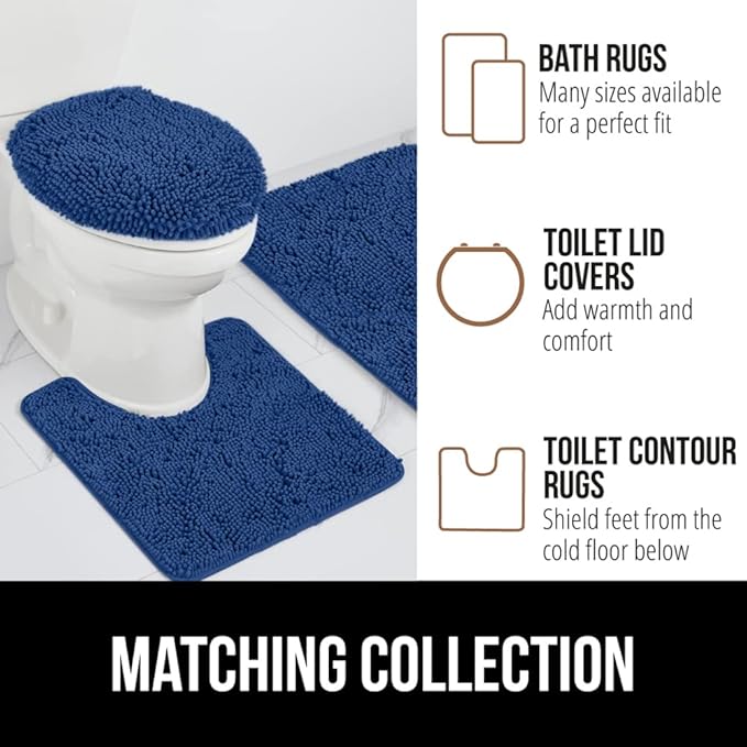 GORILLA GRIP Bath Rug Mat 30x20, Thick Soft Absorbent Chenille, Quick Dry Microfiber Mats, Rubber Backing Washable Shower Floor Rugs, US Designed Bathroom Bathmat Home Decor Accessories, Royal Blue