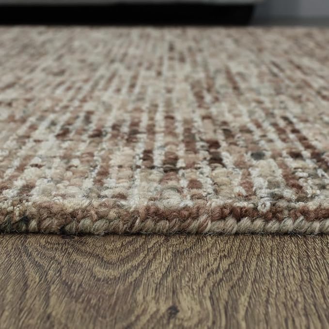 Rugsotic Carpets Hand Tufted Wool ECO-Friendly Area Rugs - 3'x5', Rectangle Shape, Beige & Brown, Solid Plain Design, High Pile Thick Handmade Area Rugs for Living Room, Bed Room (KWC111)