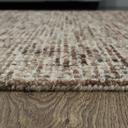 Rugsotic Carpets Hand Tufted Wool ECO-Friendly Area Rugs - 8'x10', Rectangle Shape, Beige & Brown, Solid Plain Design, High Pile Thick Handmade Area Rugs for Living Room, Bed Room (KWC111)