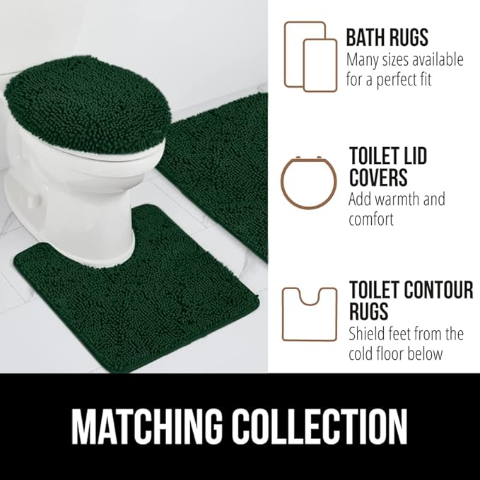 GORILLA GRIP Bath Rug Mat 44x26, Soft Absorbent Chenille, Quick Dry Microfiber Mats, Rubber Backing Washable Shower Floor Rugs, Bathmat Runner, US Designed Bathroom Decor Accessories Hunter Green