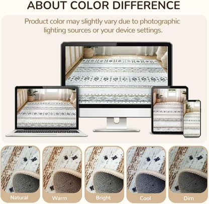 BESTSWEETIE 2x3 Area Rugs for Living Room Washable Moroccan Farmhouse Neutral Geometric Low Pile Non-Slip Soft Print Pattern Rug for Bedroom Kitchen Dining Room Entryway Black/Brown