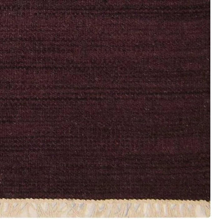 Rugsotic Carpets Hand Woven Flat Weave Kilim Wool 2'6''x6' Runner Area Rug Solid Plum D00111