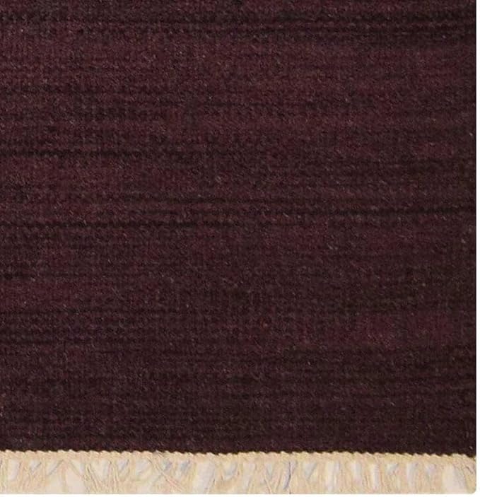 Rugsotic Carpets Hand Woven Flat Weave Kilim Wool ECO-Friendly Area Rugs - 2'6''x10', Runner Shape, Plum Color, Solid Plain Design, Low Pile Handmade Area Rugs for Living Room, Bed Room (D00111)