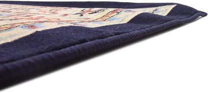 Unique Loom Sialk Hill Collection Area Rug - Washington (8' Square Navy Blue/Cream)