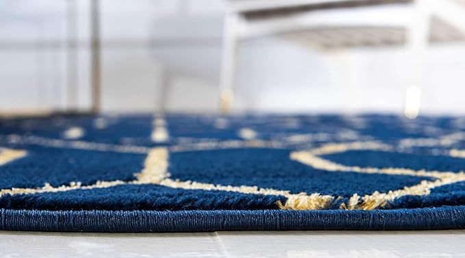 Marilyn Monroe Glam Collection Area Rug - Trellis (2' x 6' 1" Runner, Navy Blue Gold/ Gold)