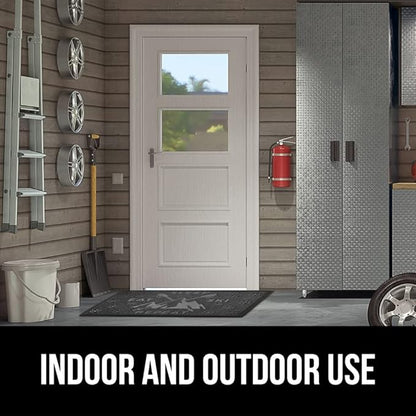 GORILLA GRIP 100% Waterproof All-Season WeatherMax Doormat, US Designed Natural Rubber, Stain and Fade Resistant, Low Profile Indoor Outdoor Door Mats, Easy Clean Patio Mat, 17x29, Graphite Skiing