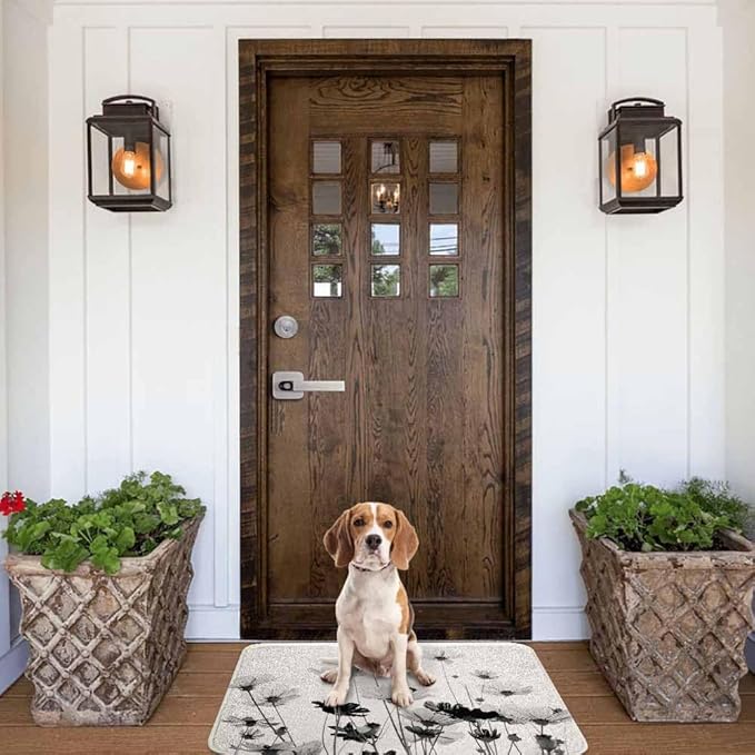 Cosmos Flowers Bath Mat for Bathroom Black and White Pattern Bath Rugs Door Mat Non Slip Rubber Backed Bathroom Floor Mat for Bathtub Sink Shower 20"X32"