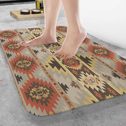 Geometric Pattern Bath Mats for Bathroom American Navajo Style Aztec Floor Bath Rugs Machine Washable Bathmat Carpet Rug Room Decor for Shower Floor 20 X 31 Inch Mat