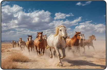 Running Horse Area Rug Washable Outdoor Rugs Anti-Slip Soft Carpet Entryway Indoor Door Mat for Bedroom,Living Room,Porch,Terrace and Entrance Decor 6'x 4'